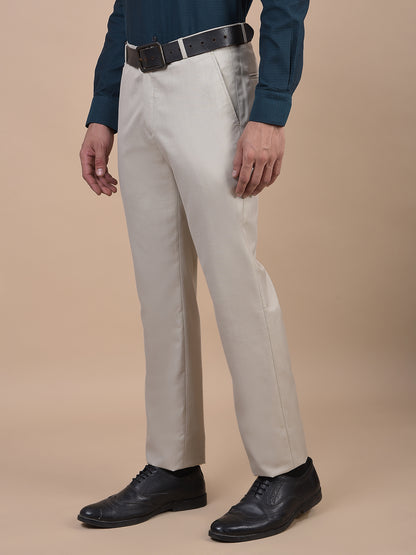 Formal Trouser for Men | Breathable & Soft with Color Fastness Regular Fit Poly Viscose Fabric Self Design Pattern Hook & Eye Closure