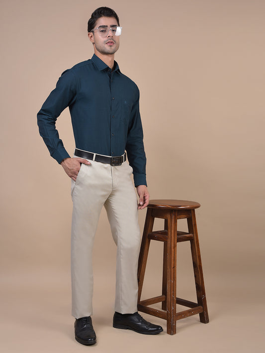 Formal Trouser for Men | Breathable & Soft with Color Fastness Regular Fit Poly Viscose Fabric Self Design Pattern Hook & Eye Closure