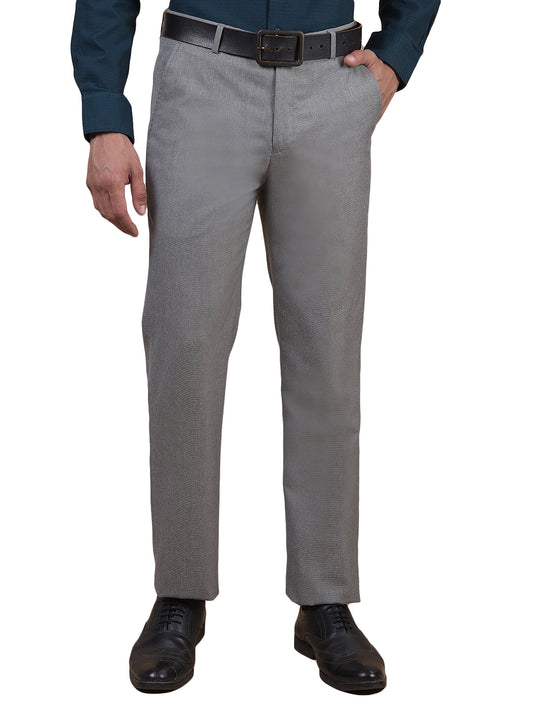 Formal Trouser for Men | Breathable & Soft with Color Fastness Regular Fit Poly Viscose Fabric Self Design Pattern Hook & Eye Closure