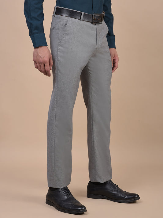 Formal Trouser for Men | Breathable & Soft with Color Fastness Regular Fit Poly Viscose Fabric Self Design Pattern Hook & Eye Closure