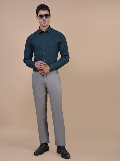 Formal Trouser for Men | Breathable & Soft with Color Fastness Regular Fit Poly Viscose Fabric Self Design Pattern Hook & Eye Closure