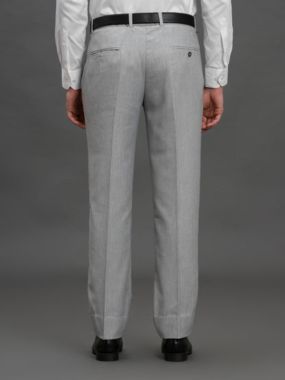 Men's Light Grey Regular Fit Solid Formal Trouser