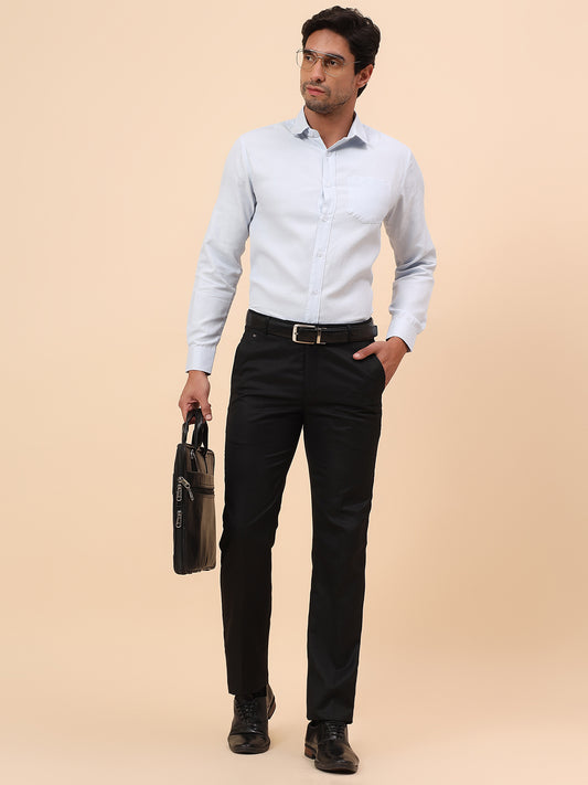 Formal Trousers for Men l Breathable & Soft with Color Fastness Regular Fit Poly Viscose Fabric Solid Pattern Hook & Eye Closure