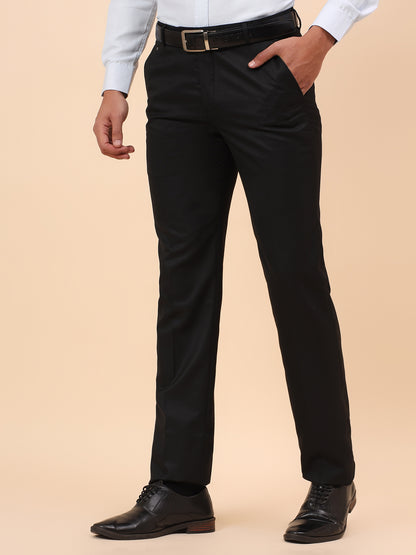 Formal Trousers for Men l Breathable & Soft with Color Fastness Regular Fit Poly Viscose Fabric Solid Pattern Hook & Eye Closure