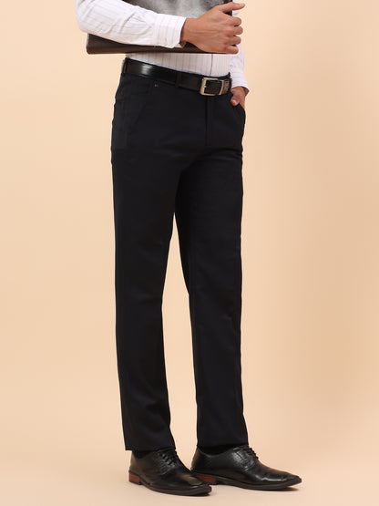 Formal Trousers for Men l Breathable & Soft with Color Fastness Regular Fit Poly Viscose Fabric Solid Pattern Hook & Eye Closure
