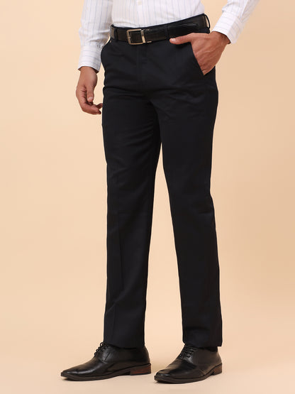 Formal Trousers for Men l Breathable & Soft with Color Fastness Regular Fit Poly Viscose Fabric Solid Pattern Hook & Eye Closure