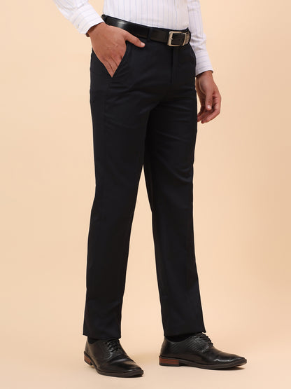 Formal Trousers for Men l Breathable & Soft with Color Fastness Regular Fit Poly Viscose Fabric Solid Pattern Hook & Eye Closure