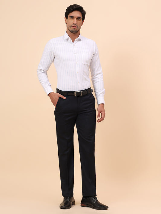 Formal Trousers for Men l Breathable & Soft with Color Fastness Regular Fit Poly Viscose Fabric Solid Pattern Hook & Eye Closure