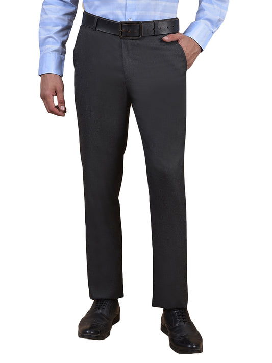 Formal Trouser for Men | Breathable & Soft with Color Fastness Regular Fit Poly Viscose Fabric Self Design Pattern Hook & Eye Closure