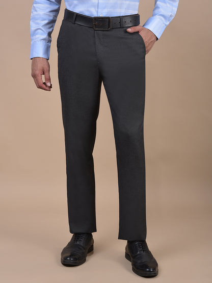 Formal Trouser for Men | Breathable & Soft with Color Fastness Regular Fit Poly Viscose Fabric Self Design Pattern Hook & Eye Closure