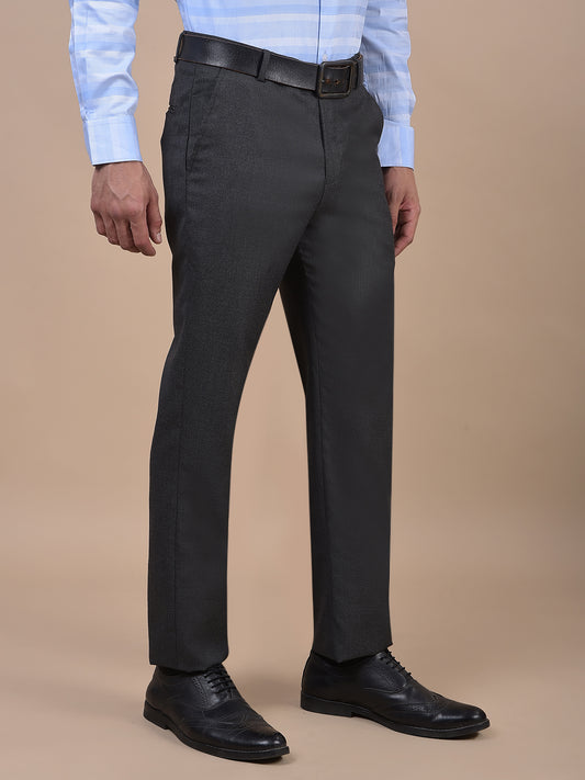 Formal Trouser for Men | Breathable & Soft with Color Fastness Regular Fit Poly Viscose Fabric Self Design Pattern Hook & Eye Closure