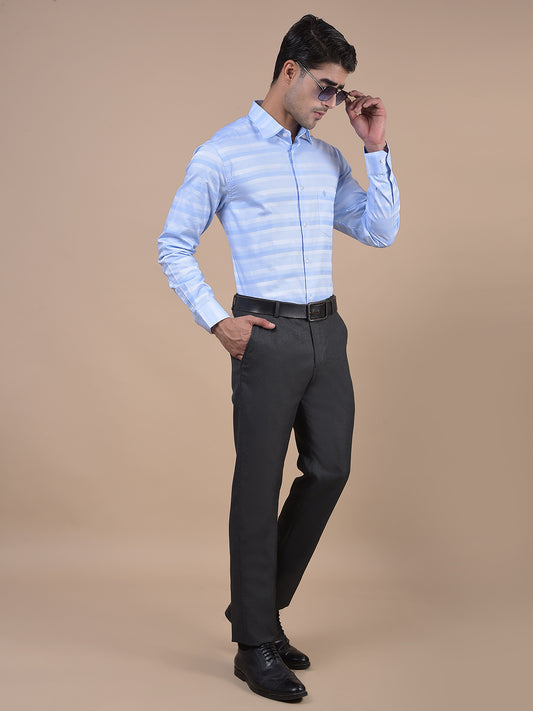 Formal Trouser for Men | Breathable & Soft with Color Fastness Regular Fit Poly Viscose Fabric Self Design Pattern Hook & Eye Closure