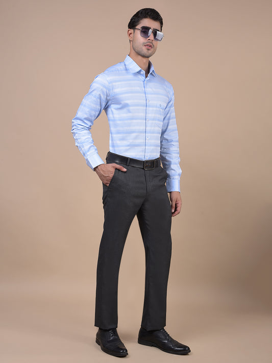 Formal Trouser for Men | Breathable & Soft with Color Fastness Regular Fit Poly Viscose Fabric Self Design Pattern Hook & Eye Closure