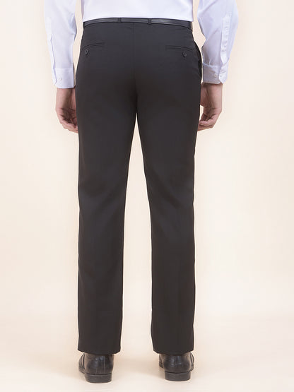 Men's Black Smart Fit Solid Formal Trouser