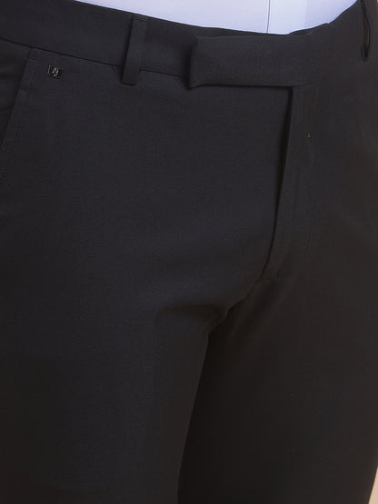 Men's Black Smart Fit Solid Formal Trouser