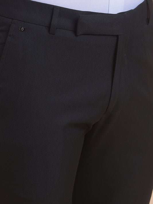 Men's Black Smart Fit Solid Formal Trouser