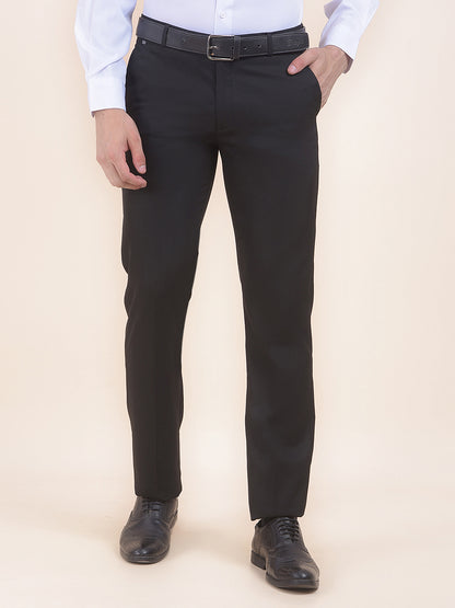 Men's Black Smart Fit Solid Formal Trouser