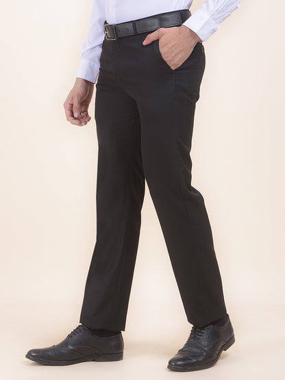 Men's Black Smart Fit Solid Formal Trouser