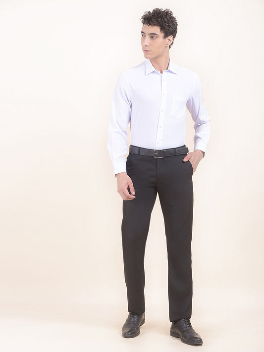 Men's Black Smart Fit Solid Formal Trouser