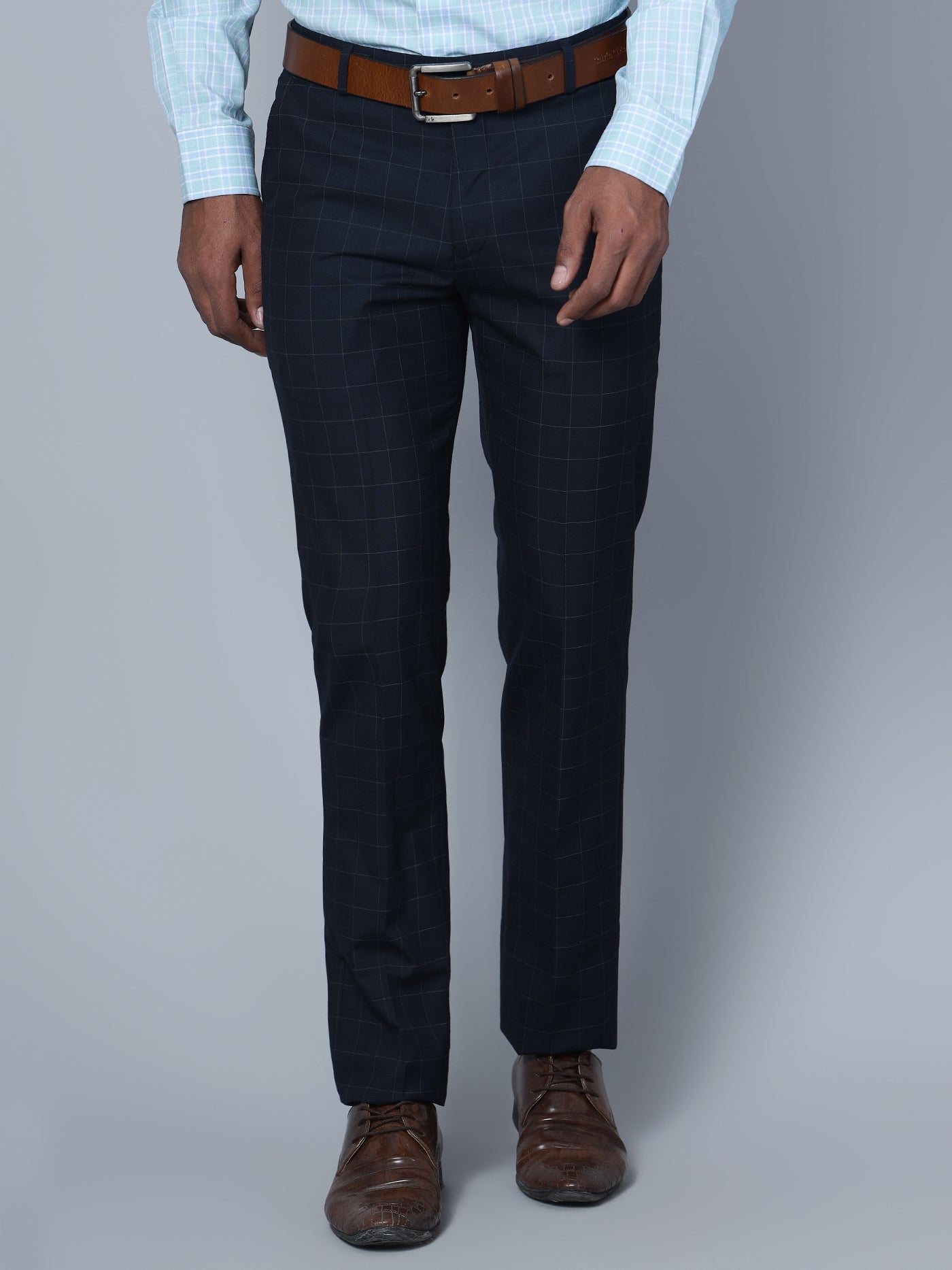 Cantabil Men Navy Blue Formal Trouser (7135789678731)