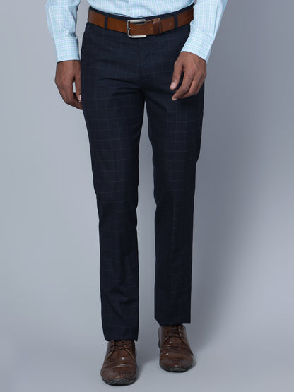 Cantabil Men Navy Blue Formal Trouser (7135789678731)