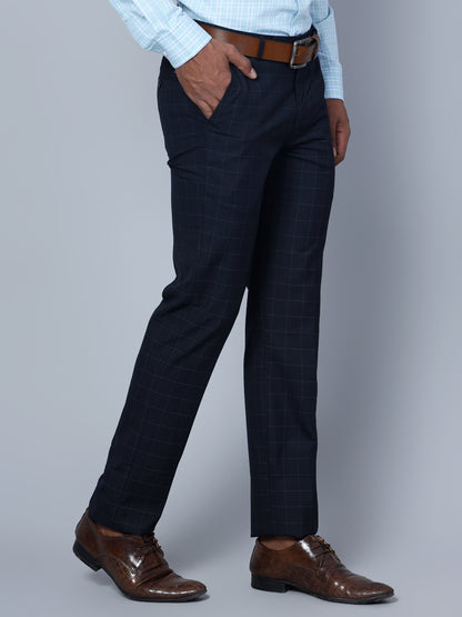 Cantabil Men Navy Blue Formal Trouser (7135789678731)