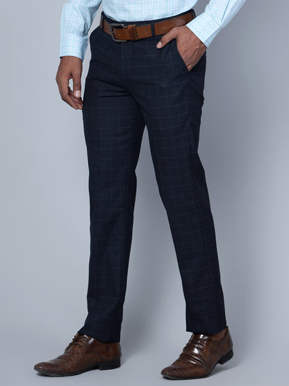 Cantabil Men Navy Blue Formal Trouser (7135789678731)