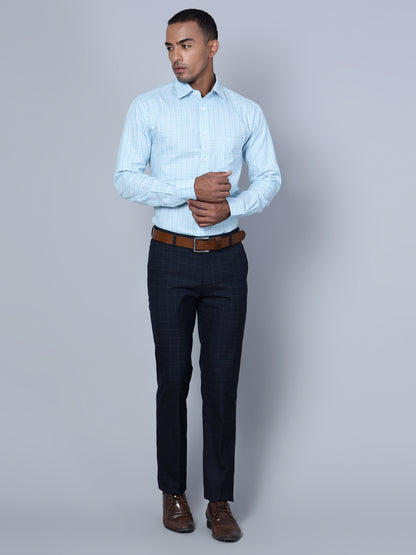 Cantabil Men Navy Blue Formal Trouser (7135789678731)