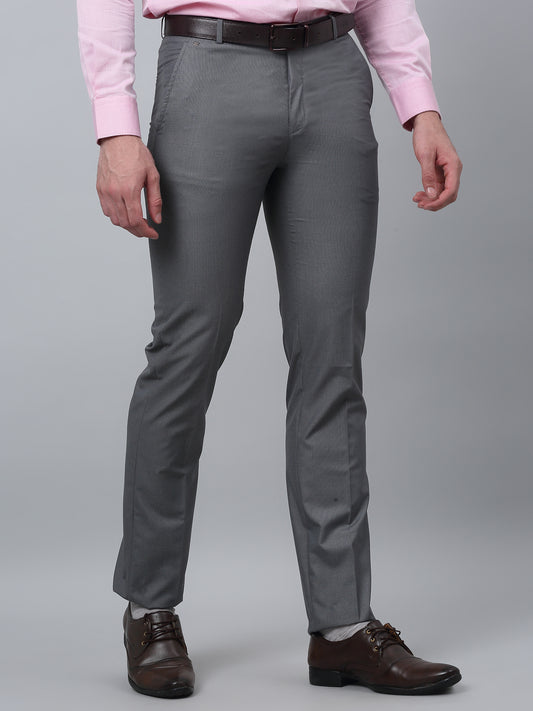 Formal Trouser for Men | Breathable & Soft with Color Fastness Regular Fit Poly Viscose Fabric Self Design Pattern Hook & Eye Closure