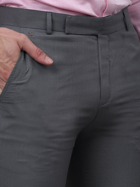 Formal Trouser for Men | Breathable & Soft with Color Fastness Regular Fit Poly Viscose Fabric Self Design Pattern Hook & Eye Closure