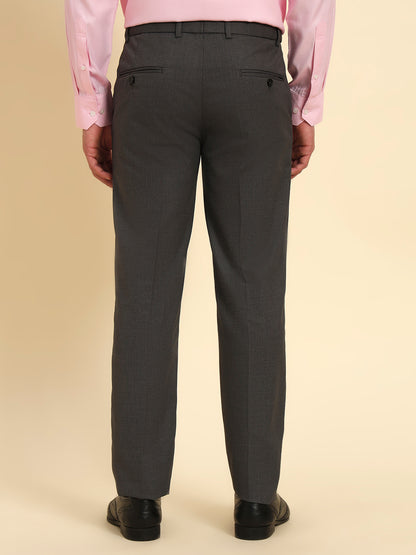 Formal Trouser for Men | Breathable & Soft with Color Fastness Regular Fit Poly Viscose Fabric Self Design Pattern Hook & Eye Closure