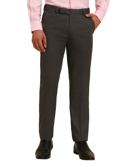 Formal Trouser for Men | Breathable & Soft with Color Fastness Regular Fit Poly Viscose Fabric Self Design Pattern Hook & Eye Closure