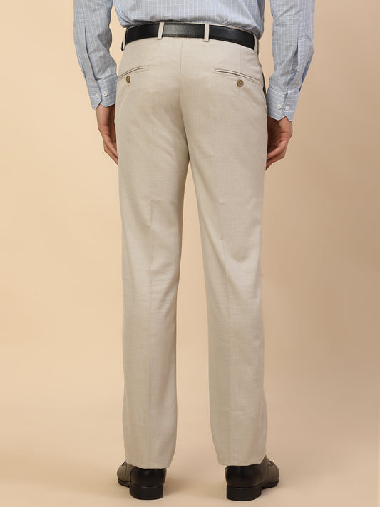 Formal Trouser for Men | Breathable & Soft with Color Fastness Regular Fit Polycotton Fabric Self Design Pattern Hook & Bar Closure