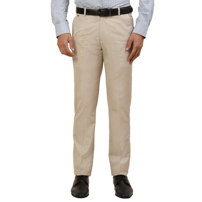Formal Trouser for Men | Breathable & Soft with Color Fastness Regular Fit Polycotton Fabric Self Design Pattern Hook & Bar Closure