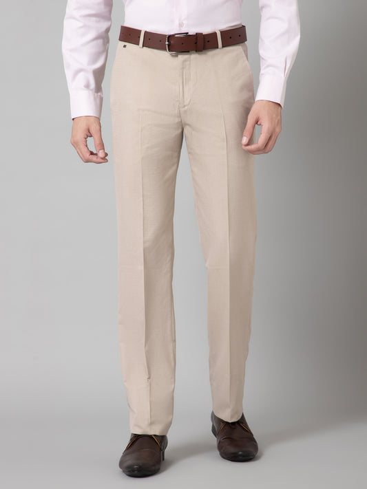 Formal Trouser for Men | Breathable & Soft with Color Fastness Regular Fit Poly Viscose Fabric Self Design Pattern Hook & Eye Closure