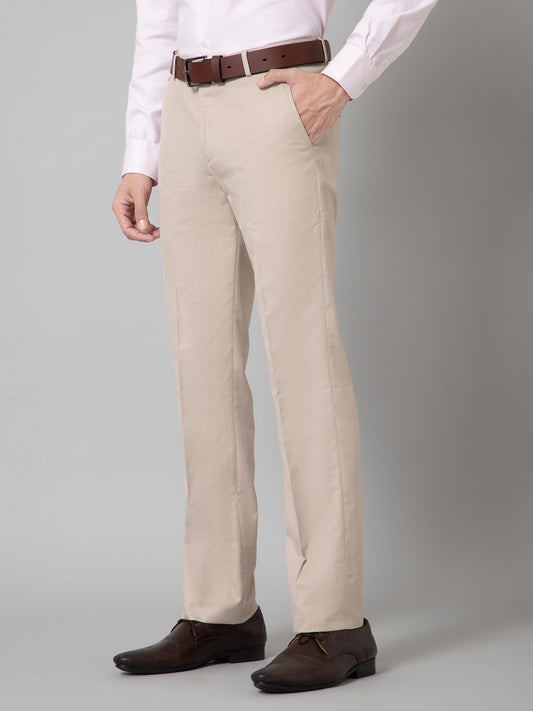 Formal Trouser for Men | Breathable & Soft with Color Fastness Regular Fit Poly Viscose Fabric Self Design Pattern Hook & Eye Closure