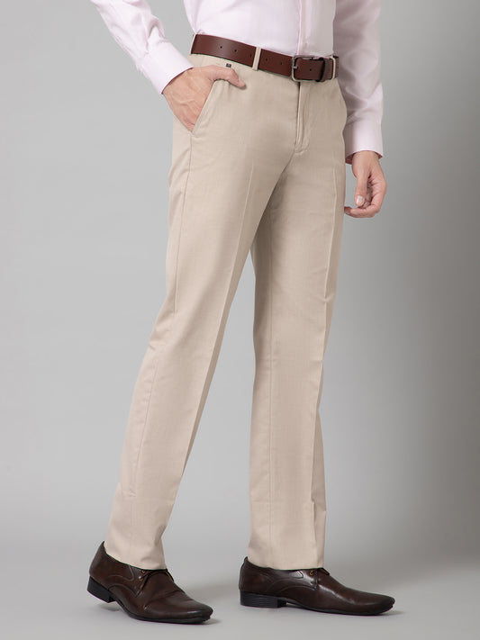 Formal Trouser for Men | Breathable & Soft with Color Fastness Regular Fit Poly Viscose Fabric Self Design Pattern Hook & Eye Closure