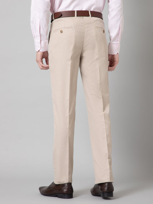 Formal Trouser for Men | Breathable & Soft with Color Fastness Regular Fit Poly Viscose Fabric Self Design Pattern Hook & Eye Closure
