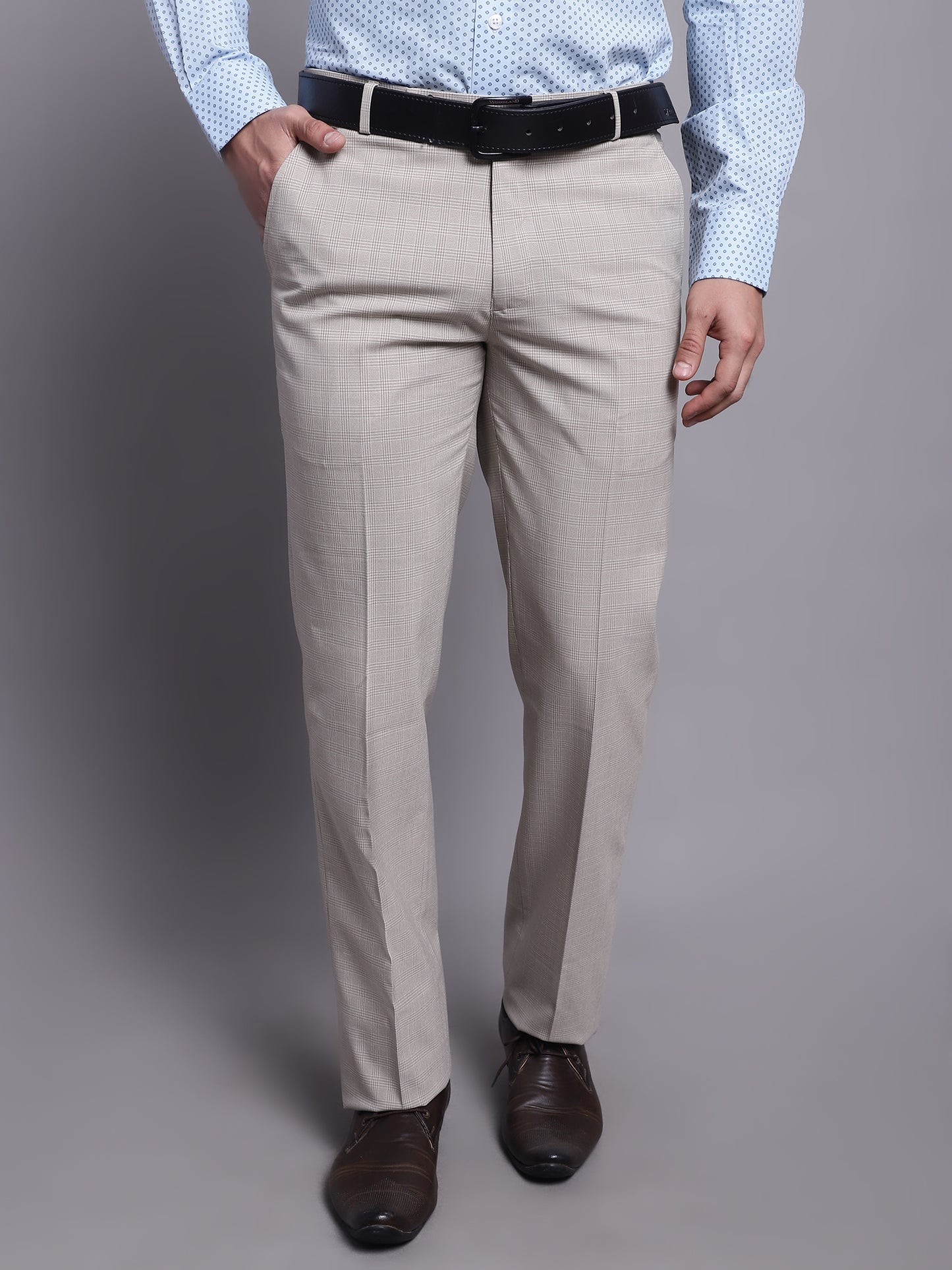 Cantabil Men Beige Formal Trouser (7137878442123)