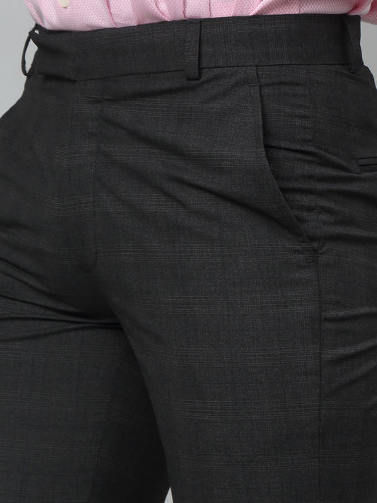 Formal Trouser for Men | Breathable & Soft with Color Fastness Regular Fit Poly Viscose Fabric Checkered Pattern Hook & Eye Closure