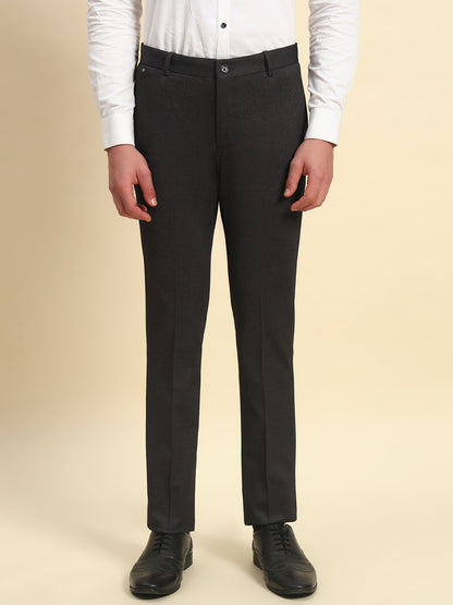Formal Trouser for Men l Breathable & Soft with Color Fastness Regular Fit Terry Rayon Fabric Self Design Pattern Button Closure