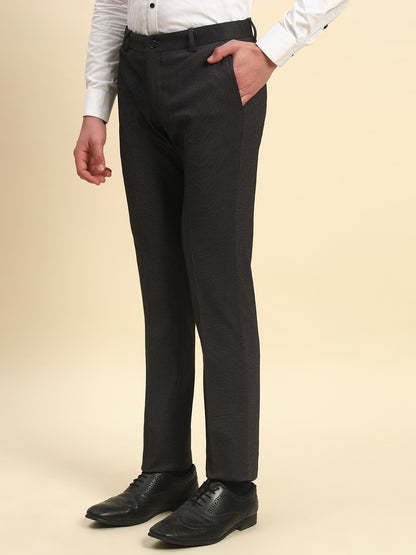 Formal Trouser for Men l Breathable & Soft with Color Fastness Regular Fit Terry Rayon Fabric Self Design Pattern Button Closure