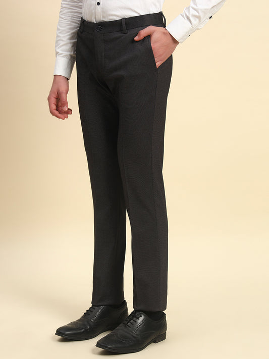 Formal Trouser for Men l Breathable & Soft with Color Fastness Regular Fit Terry Rayon Fabric Printed Pattern Button Closure