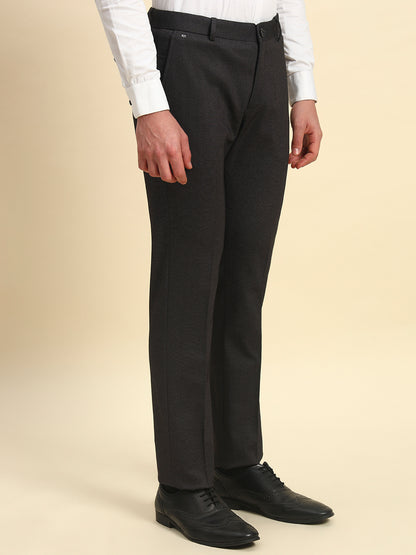 Formal Trouser for Men l Breathable & Soft with Color Fastness Regular Fit Terry Rayon Fabric Self Design Pattern Button Closure