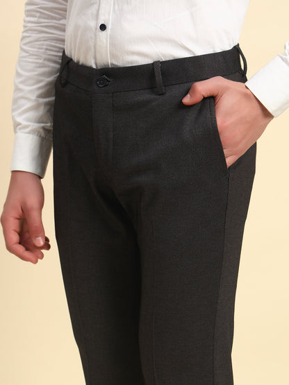 Formal Trouser for Men l Breathable & Soft with Color Fastness Regular Fit Terry Rayon Fabric Self Design Pattern Button Closure