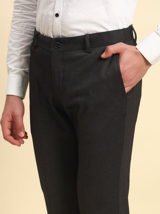 Formal Trouser for Men l Breathable & Soft with Color Fastness Regular Fit Terry Rayon Fabric Printed Pattern Button Closure