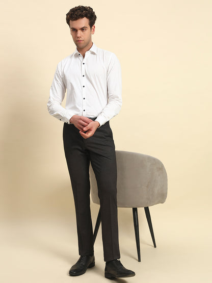 Formal Trouser for Men l Breathable & Soft with Color Fastness Regular Fit Terry Rayon Fabric Self Design Pattern Button Closure