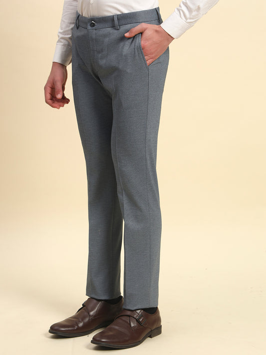 Formal Trouser for Men l Breathable & Soft with Color Fastness Regular Fit Terry Rayon Fabric Printed Pattern Button Closure