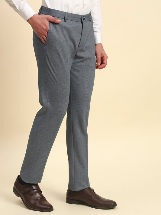 Formal Trouser for Men l Breathable & Soft with Color Fastness Regular Fit Terry Rayon Fabric Printed Pattern Button Closure