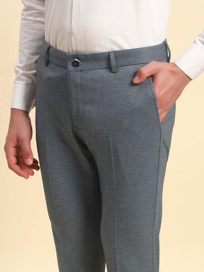 Formal Trouser for Men l Breathable & Soft with Color Fastness Regular Fit Terry Rayon Fabric Self Design Pattern Button Closure